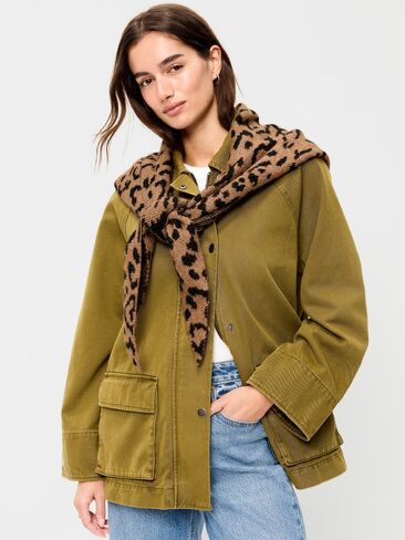 Old Navy Oversized Rib-Knit Triangle Scarf - Leopard in Kuwait