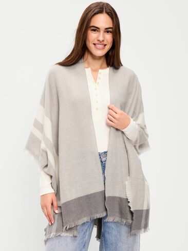 Old Navy Flannel Fringe Poncho - Gray Herringbone in Kuwait