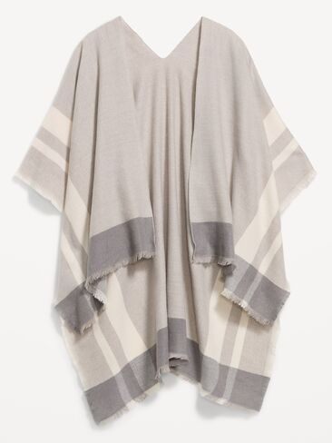 Old Navy Flannel Fringe Poncho - Gray Herringbone in Kuwait