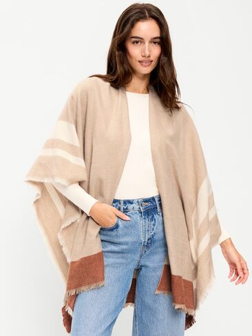 Old Navy Flannel Fringe Poncho - Herringbone in Kuwait