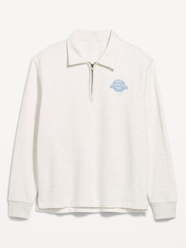Old Navy Collared Fleece Quarter-Zip Pullover - Antique White Heather in Kuwait