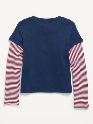Old Navy Fitted 2-in-1 Graphic T-Shirt for Girls - Obscure Night in Kuwait