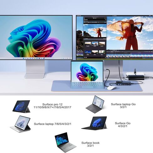 Surface Thunderbolt 4 Docking Station, Triple-Display via Dual HDMI + VGA with Power Adapter, Surface Dock Compatible with Surface Pro 12/11/10/9/8/X/7 & Surface Laptop 5/4/3, Surface Go, Studio in Kuwait