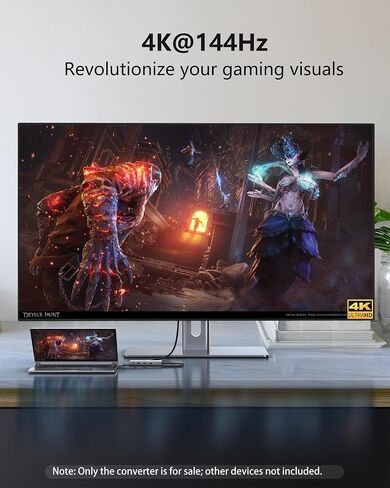 محطة إرساء الكمبيوتر المحمول بشاشة مزدوجة 4K@60 هرتز، قاعدة USB C (10 في 1) مع HDMI 4k، DP(4K@144 هرتز)، 100 وات PD، إيثرنت، 4USB، بطاقة SD/TF، ​​محور USB متعدد المنافذ لأجهزة الكمبيوتر المحمولة HP/Dell/Surface/MacBook/Lenovo in Kuwait