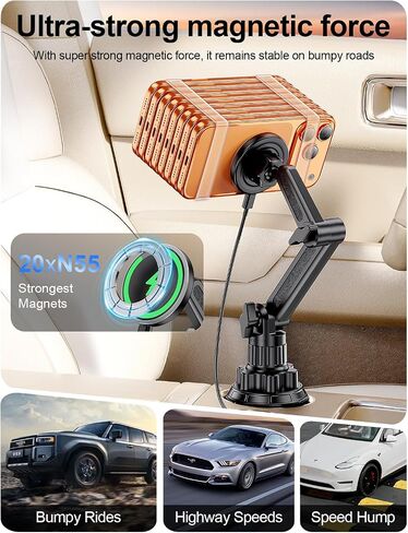 Magsafe Car Mount Charger, Stable Cup Holder Phone Holder Wireless Charger in Saudi Arabia