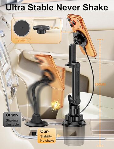 Magsafe Car Mount Charger, Stable Cup Holder Phone Holder Wireless Charger in Saudi Arabia