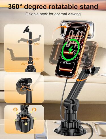 Magsafe Car Mount Charger, Stable Cup Holder Phone Holder Wireless Charger in Saudi Arabia