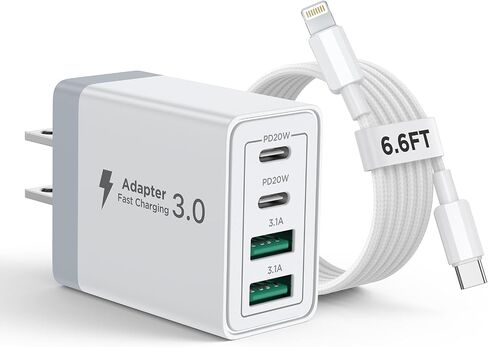 iPhone Charger Fast Charging,[MFi Certified] USB C Charger Block 20W PD USB C Wall Charger with 6FT USB C to Lightning Cable for iPhone 14/13/12/12 Pro Max/11/Xs Max/XR/X,AirPods Pro,ipad in Saudi Arabia