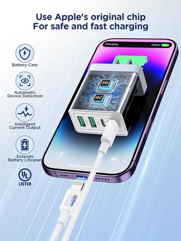 iPhone Charger Fast Charging,[MFi Certified] USB C Charger Block 20W PD USB C Wall Charger with 6FT USB C to Lightning Cable for iPhone 14/13/12/12 Pro Max/11/Xs Max/XR/X,AirPods Pro,ipad in Saudi Arabia