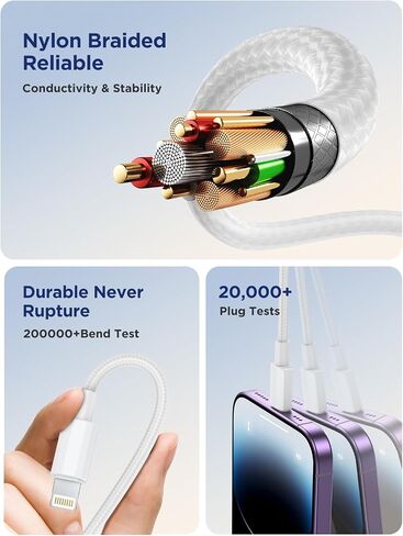 iPhone Charger Fast Charging,[MFi Certified] USB C Charger Block 20W PD USB C Wall Charger with 6FT USB C to Lightning Cable for iPhone 14/13/12/12 Pro Max/11/Xs Max/XR/X,AirPods Pro,ipad in Saudi Arabia