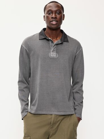 Old Navy Long-Sleeve Rugby Polo - Stainless Steel in Kuwait