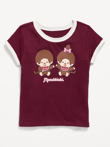 Old Navy Monchhichi® Graphic Ringer T-Shirt for Girls - Red Lacquer in Kuwait