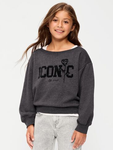 Old Navy Off-Shoulder Sweatshirt for Girls - Black Jack in Kuwait