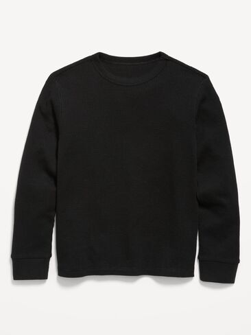 Old Navy Long-Sleeve Waffle-Knit T-Shirt for Boys - Black Jack in Kuwait