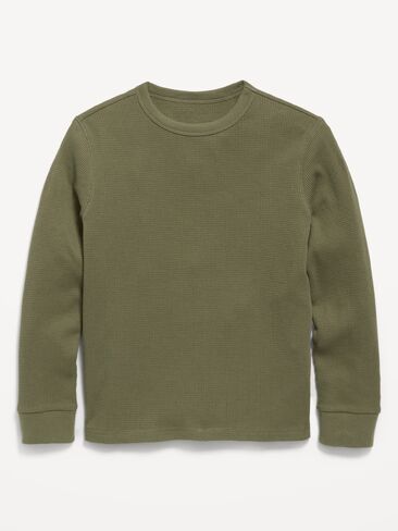Old Navy Long-Sleeve Waffle-Knit T-Shirt for Boys - Dill Caper in Kuwait
