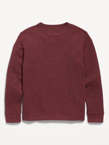 Old Navy Long-Sleeve Waffle-Knit T-Shirt for Boys - Clove in Kuwait