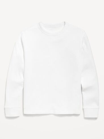 Old Navy Long-Sleeve Waffle-Knit T-Shirt for Boys - White Lilies in Kuwait