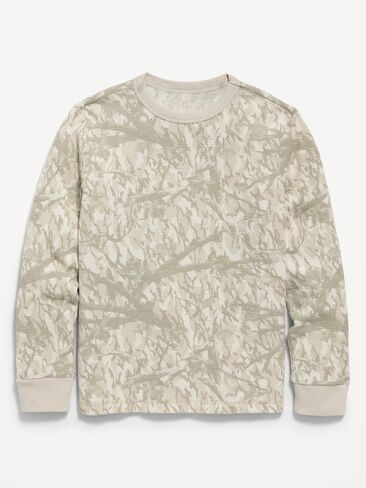 Old Navy Long-Sleeve Waffle-Knit T-Shirt for Boys - Sand Camo in Kuwait