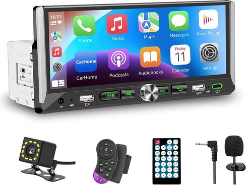 Single Din Car Stereo with Wireless Apple Carplay Android Auto 6.9'' Touchscreen 50W x 4 Output Car Radio bluetoothBackup Camera Mirror Link Navigation USB Type-C Fast Charging FM/AM EQ SWC in Kuwait