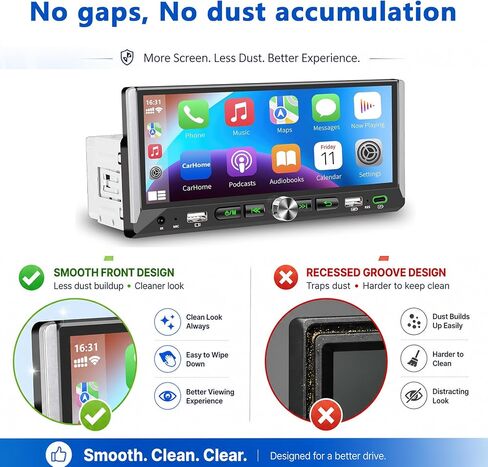 Single Din Car Stereo with Wireless Apple Carplay Android Auto 6.9'' Touchscreen 50W x 4 Output Car Radio bluetoothBackup Camera Mirror Link Navigation USB Type-C Fast Charging FM/AM EQ SWC in Kuwait