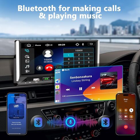 Single Din Car Stereo with Wireless Apple Carplay Android Auto 6.9'' Touchscreen 50W x 4 Output Car Radio bluetoothBackup Camera Mirror Link Navigation USB Type-C Fast Charging FM/AM EQ SWC in Kuwait