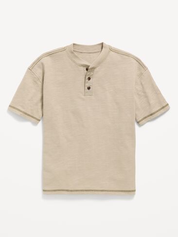 Old Navy Oversized Short-Sleeve Henley T-Shirt for Boys - Wish Bone in Kuwait