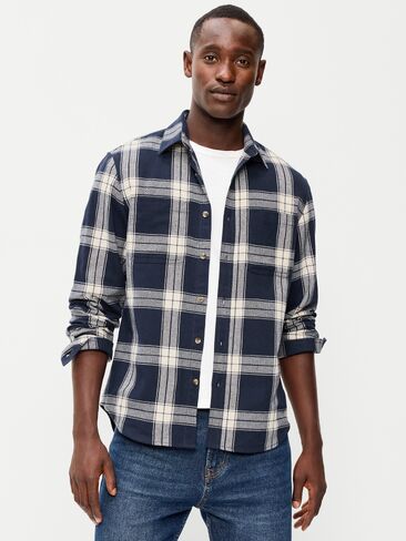 Old Navy Relaxed Long-Sleeve Flannel Pocket Shirt - In the Navy in Kuwait