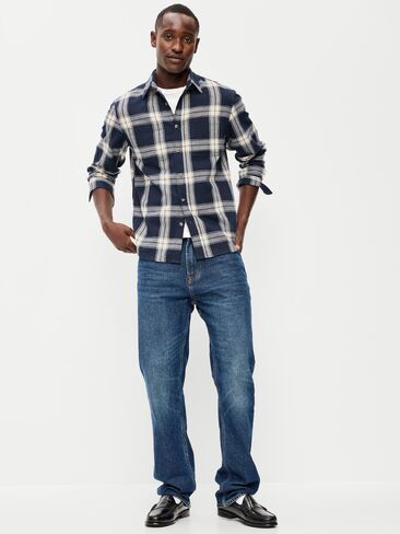 Old Navy Relaxed Long-Sleeve Flannel Pocket Shirt - In the Navy in Kuwait