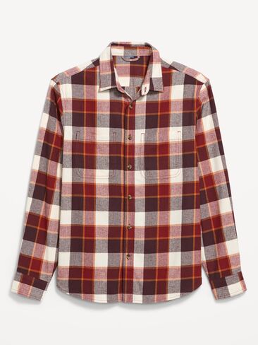 Old Navy Relaxed Long-Sleeve Flannel Pocket Shirt - Emberglow in Saudi Arabia
