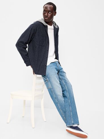 Old Navy Long-Sleeve Flannel Hooded Shirt - Navy Stripe in Kuwait