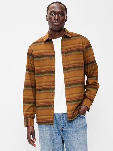 Old Navy Relaxed Long-Sleeve Flannel Pocket Shirt - Navy Blue in Kuwait