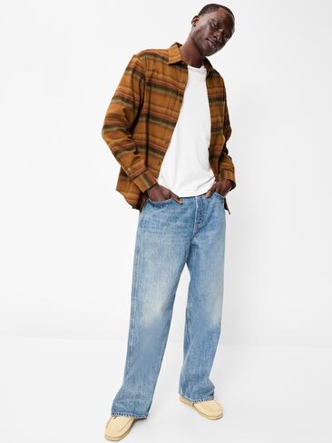 Old Navy Relaxed Long-Sleeve Flannel Pocket Shirt - Navy Blue in Kuwait