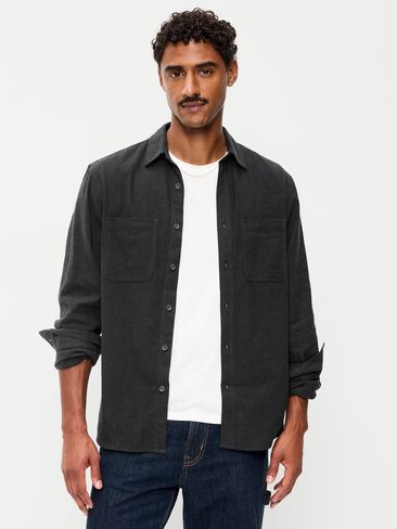Old Navy Relaxed Long-Sleeve Flannel Pocket Shirt - Black Jack in Kuwait
