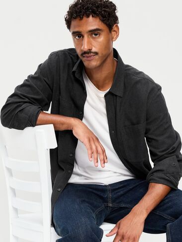 Old Navy Relaxed Long-Sleeve Flannel Pocket Shirt - Black Jack in Kuwait