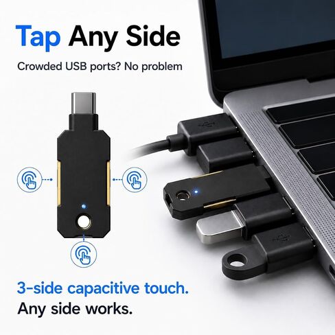 مفتاح أمان ATLKey USB-C لمفتاح المرور و2FA، معتمد من FIDO2/U2F مع لمسة ثلاثية الجوانب وإضاءة LED متعددة الألوان، يخزن 100 مفتاح مرور، تسجيل دخول مقاوم للتصيد الاحتيالي لـ Google وMicrosoft وApple والمزيد، IP68 مقاوم للماء in Kuwait