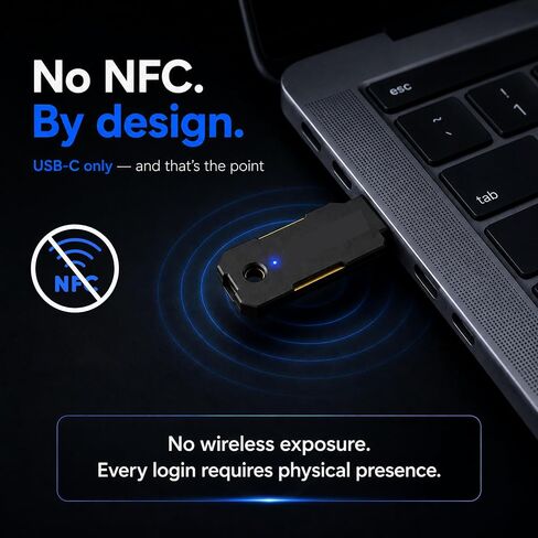 مفتاح أمان ATLKey USB-C لمفتاح المرور و2FA، معتمد من FIDO2/U2F مع لمسة ثلاثية الجوانب وإضاءة LED متعددة الألوان، يخزن 100 مفتاح مرور، تسجيل دخول مقاوم للتصيد الاحتيالي لـ Google وMicrosoft وApple والمزيد، IP68 مقاوم للماء in Kuwait