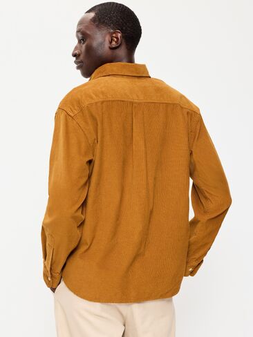Old Navy Loose Fit Long-Sleeve Corduroy Shirt - Baltic Amber in Kuwait