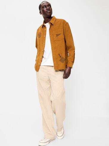 Old Navy Loose Fit Long-Sleeve Corduroy Shirt - Baltic Amber in Kuwait