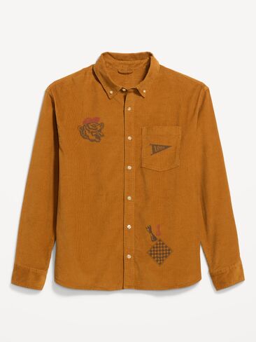 Old Navy Loose Fit Long-Sleeve Corduroy Shirt - Baltic Amber in Kuwait
