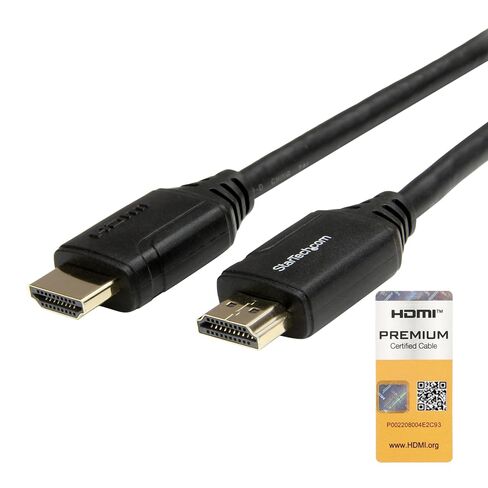 StarTech.com 3ft (1m) Premium Certified HDMI 2.0 Cable with Ethernet - High Speed Ultra HD 4K 60Hz HDMI Cable HDR10 - HDMI Cord (Male/Male Connectors) - for UHD Monitors, Displays (HDMM1MP), Black in Saudi Arabia
