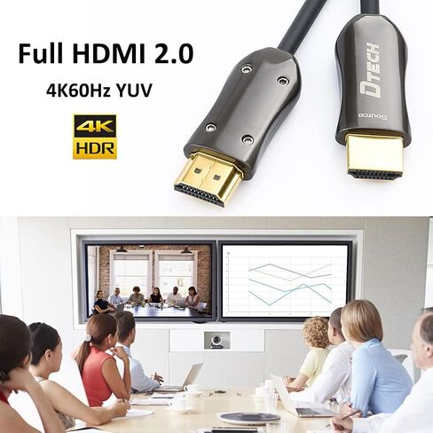 DTECH Ultra Slim 150 Feet Fiber Optic HDMI 2.0 Cable 4K 60Hz 18Gbps for in-Wall Installation 150ft Projector Laptop Computer Monitor TV Camera (46 Meters) in Kuwait