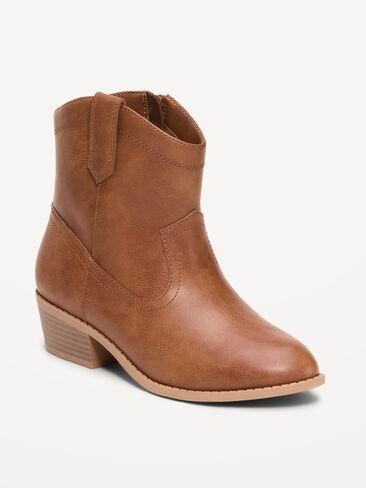 Old Navy Faux-Leather Western Boots for Girls - Brown in Kuwait