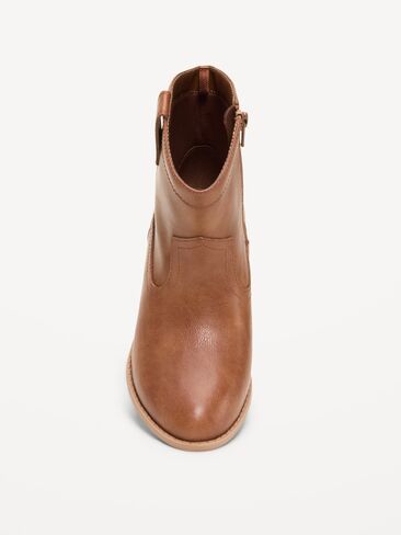 Old Navy Faux-Leather Western Boots for Girls - Brown in Kuwait