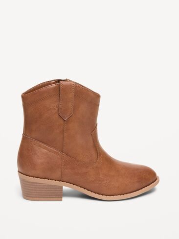 Old Navy Faux-Leather Western Boots for Girls - Brown in Kuwait
