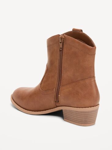 Old Navy Faux-Leather Western Boots for Girls - Brown in Kuwait
