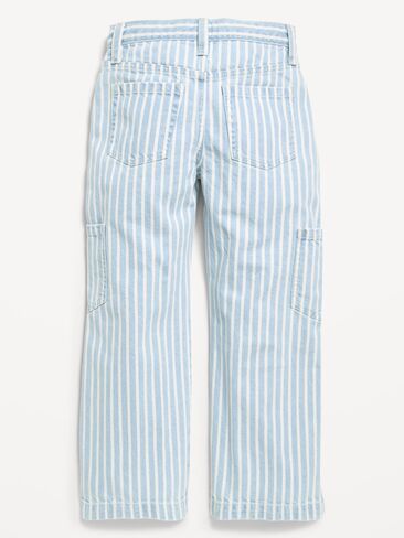 Old Navy Low-Rise Striped Utility Jeans for Girls - White & Blue Stripe in Kuwait