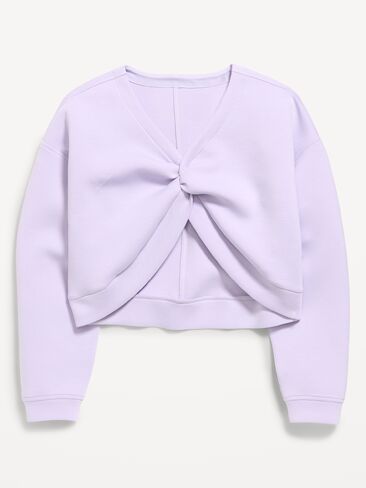Old Navy Bounce Fleece Twist-Front Sweatshirt for Girls - Dusky Lavender in Kuwait