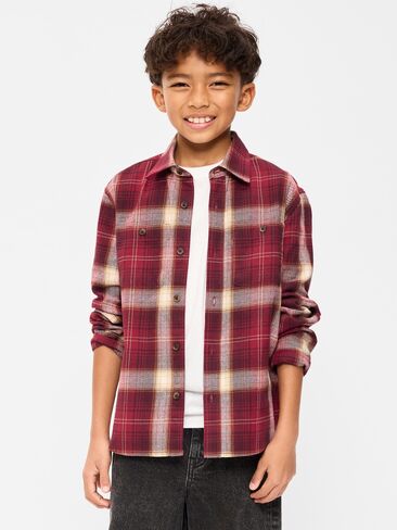 Old Navy Long-Sleeve Flannel Shirt for Boys - Red Plaid in Kuwait