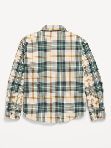 Old Navy Long-Sleeve Flannel Shirt for Boys - Cream Plaid in Kuwait