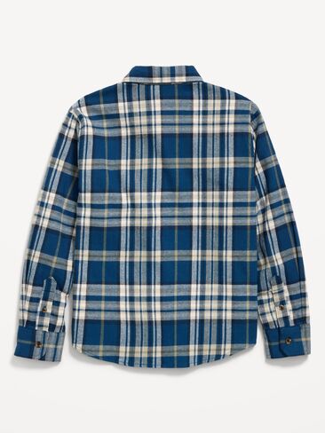 Old Navy Long-Sleeve Flannel Shirt for Boys - Medium Blue Plaid in Kuwait